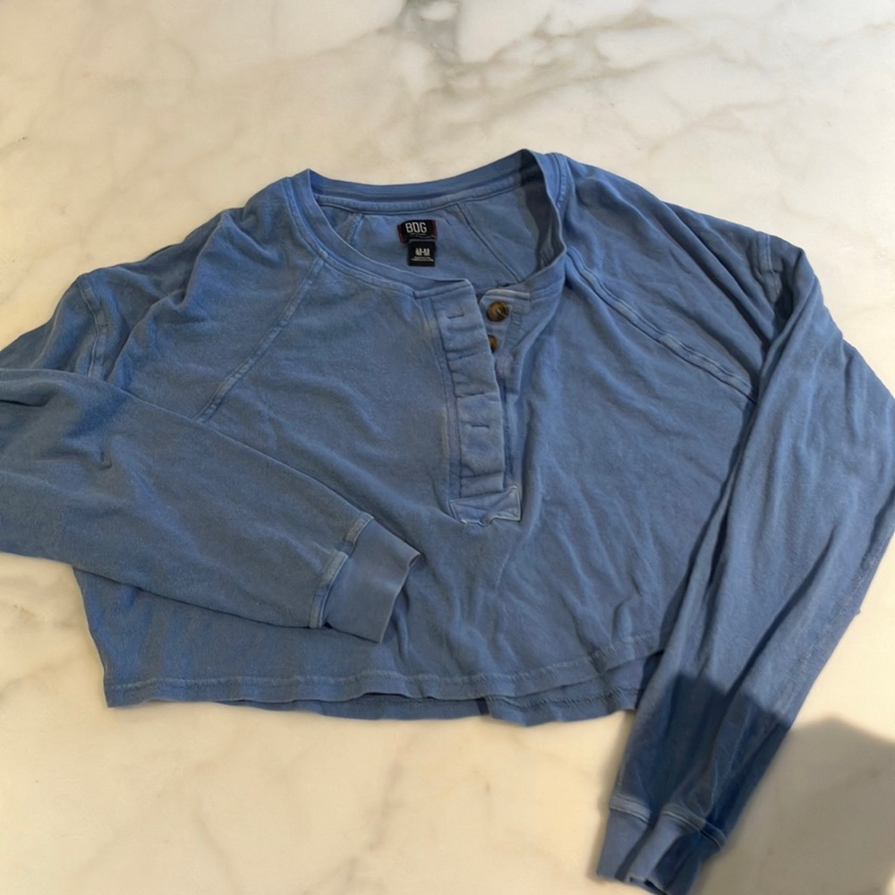 Blue Cotton Longsleeve Top